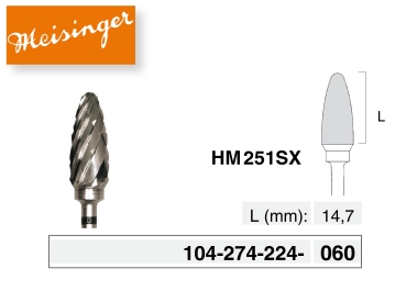 Frez protetyczny z węglika spiekanego "HM 251SX" (Meisinger)