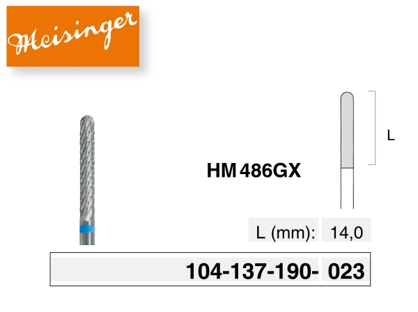 Frez protetyczny z węglika spiekanego "HM 486GX" (Meisinger)