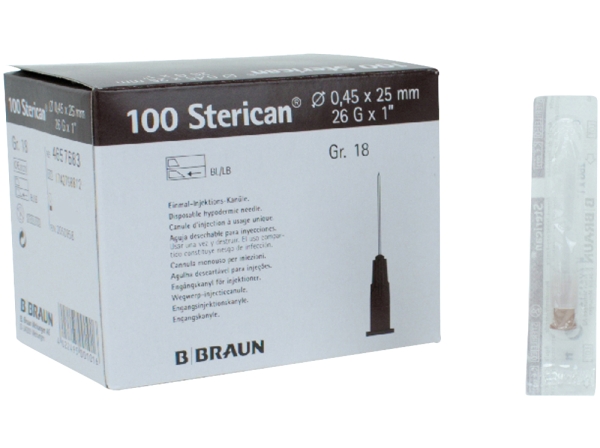 Sterican jednorazowe ch. 0,45x25 Gr.18 100szt.