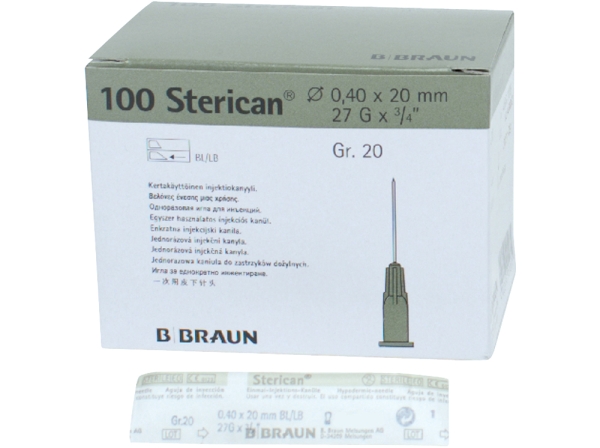 Sterican jednorazowe ch. 0,40x20 Gr.20 100szt.