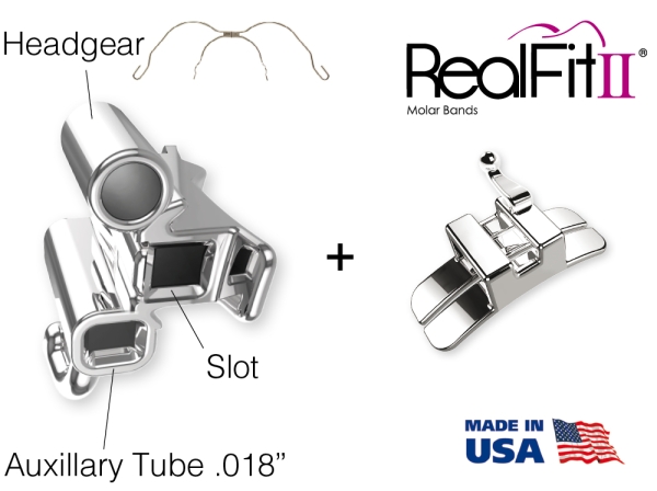 RealFit™ II snap - Intro-Kit, SG, kombinacja potrójna + zamek palatynalny (ząb 17, 16, 26, 27), Roth .022"